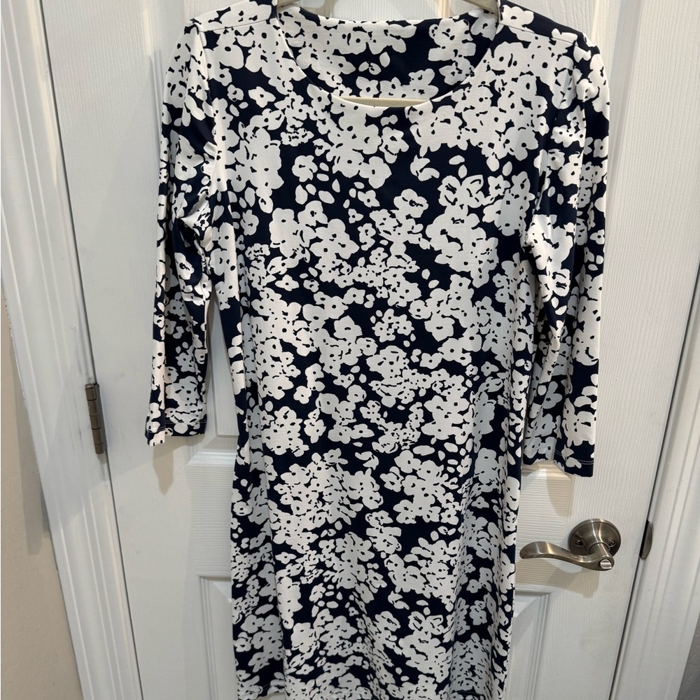 MAHI GOLD Navy & White Floral Long Sleeve Dress